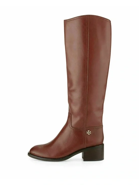 Tory Burch Fulton Sepia Brown Leather Knee High Boots Women’s Size 7.5M $550