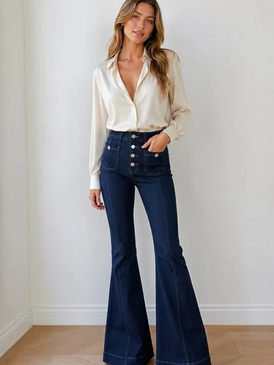 Vintage Tory Burch Dark Wash High Rise Flare Jeans Button Fly Size 28