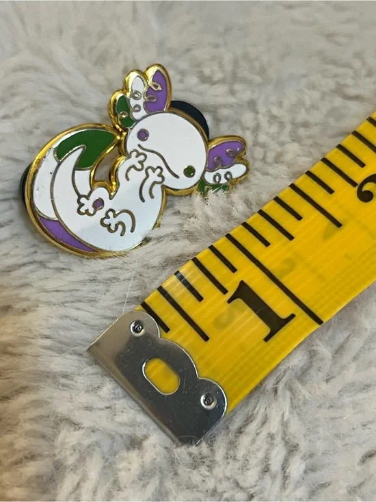 Adorable Genderqueer Pride Axolotl Enamel Pin in Gold