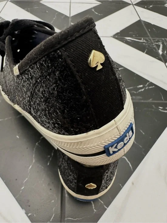 kate spade Black Sequin Lace-Up Sneakers