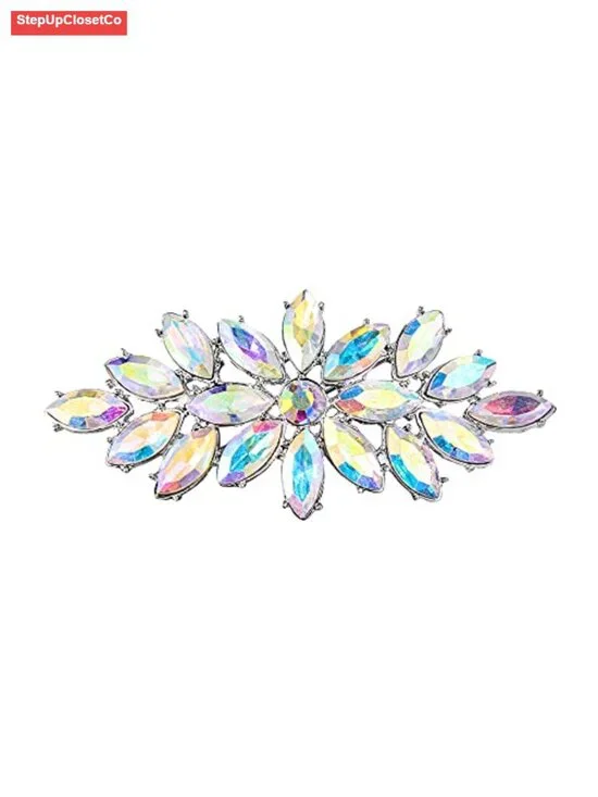 Elegant Marquise Crystal Flower Brooch Pin for Wedding Party