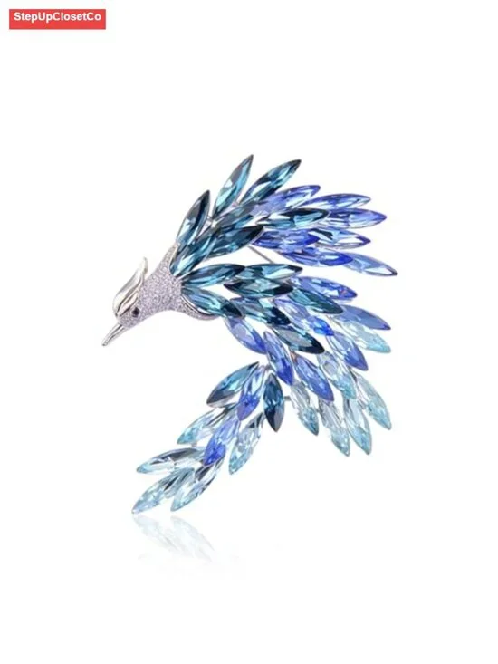 Crystal Phoenix Brooch Pin for Women Pearl Rhinestone Scarf Clip Wedding Gift