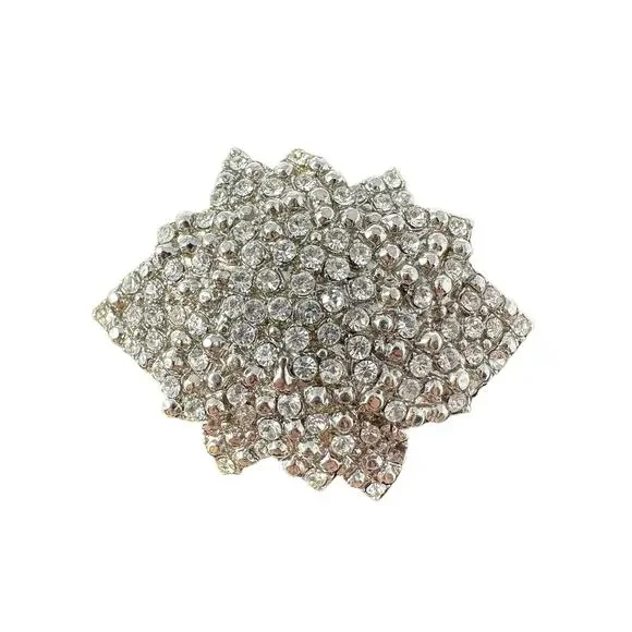 Vintage Rhinestone Encrusted Silvertone Pin Brooch