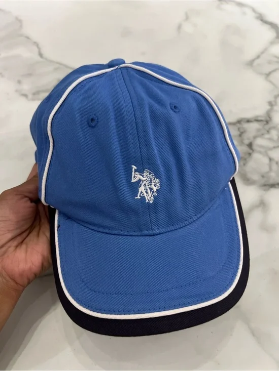 U.S. Polo Assn. Kids Blue Baseball Cap with White Trim