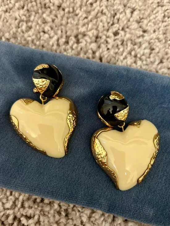 Zara Heart Drop Statement Earrings, NEW