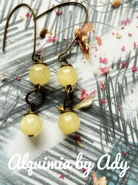 Alquimia Lemon-Gold Double Bead Drop Earrings