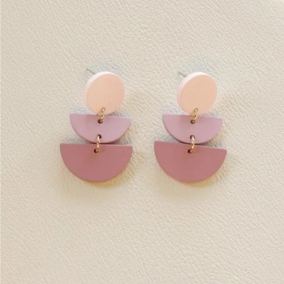 Pink Geometric Drop Earrings