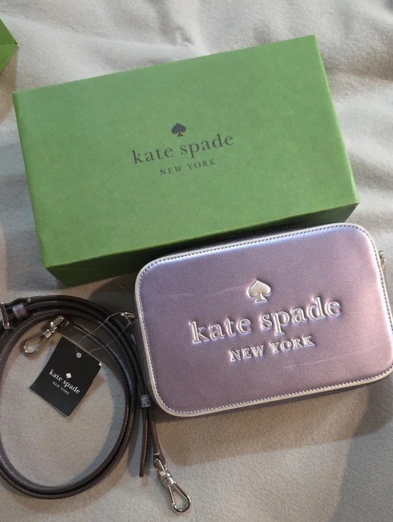 kate spade Mini Cam Bag iridescent lavender metallic camera crossbody bag