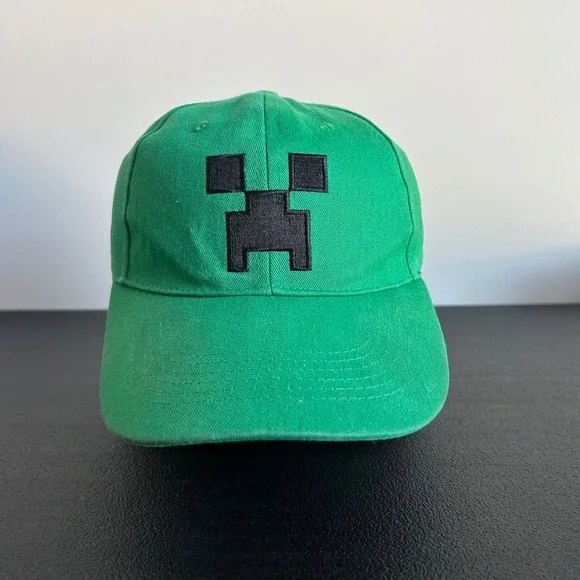 Jinx Minecraft Creeper Face Hat Cap Snap Back Adjustable Green Y2K Game Youth