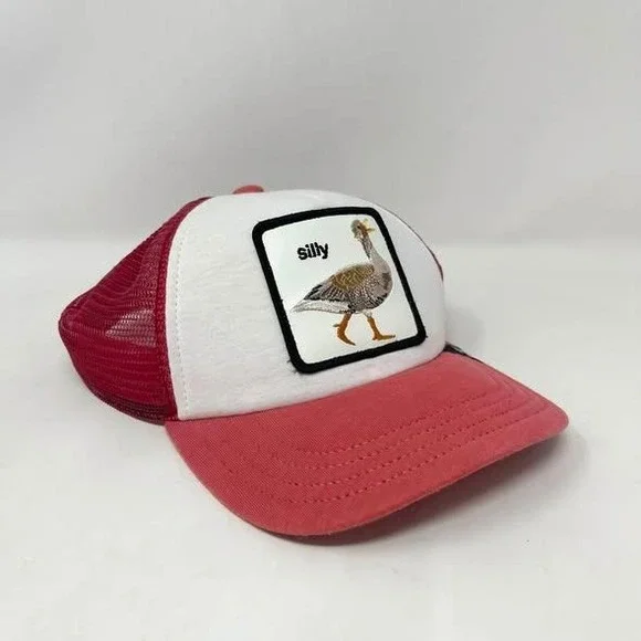 The Farm So Silly Goose Patch Trucker Hat Youth Kids One Size Red White