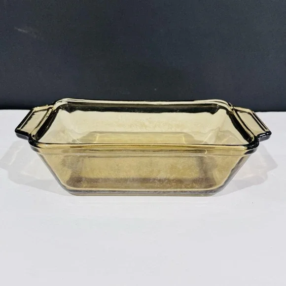 Vintage Anchor Hocking Ovenware Loaf Dish‎ Brown Amber Glass 1.5qt