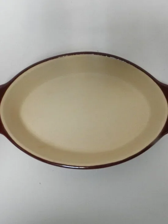 Pampered Chef Vintage Small Oval Stoneware Bakeware ovenware beige 9.5