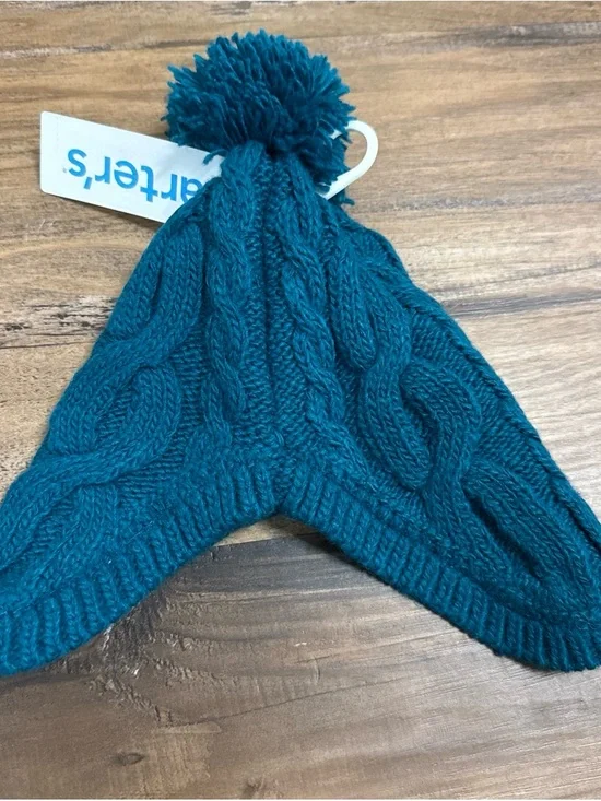Kids Dark Teal Pom Pom Hat