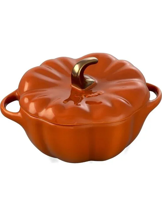 Petite Pumpkin Baking Dish - 0.75qt Ceramic, Oven Safe to 572°F, Burnt Orange