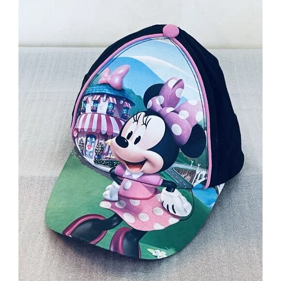 Official Disney Minnie Mouse Kids Adjustable Baseball Hat Cap Pink Graphic