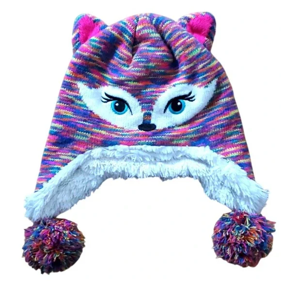 Rainbow Colored Kids Nepalese Fox or Cat Hat‎