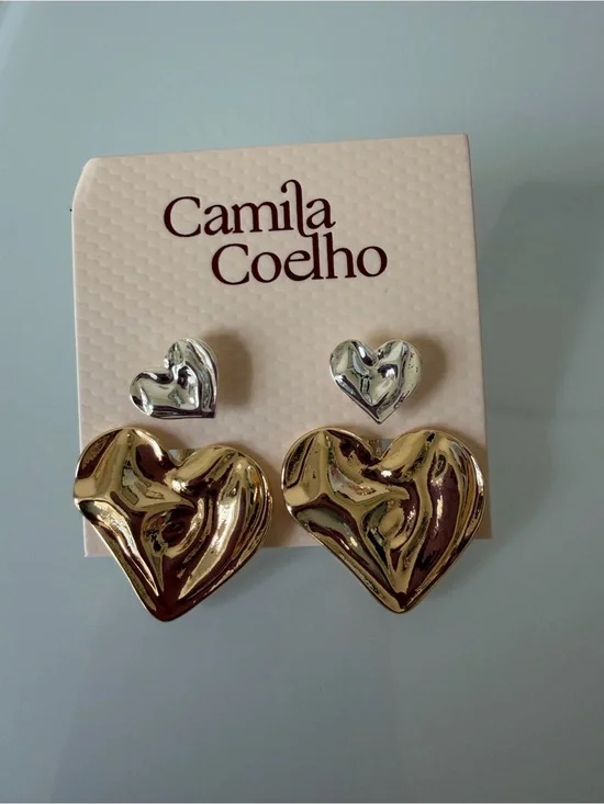 Camila Coelho Gold & Silver Heart earrings