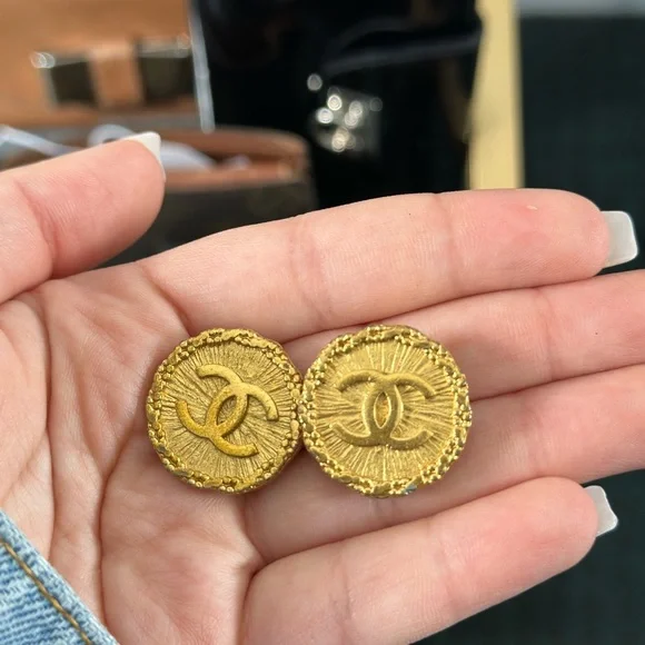 Chanel 24K Gold Plated Clip On Earrings