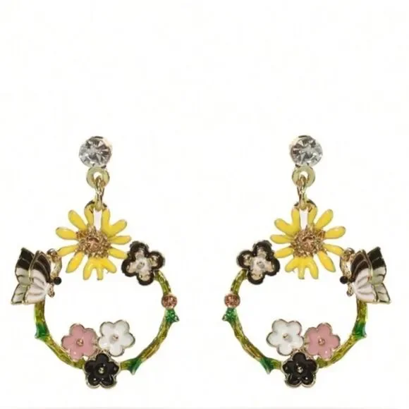 Flower dangle earrings #1097