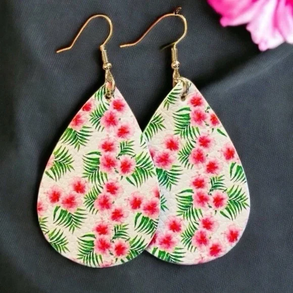 Tropical Faux Leather Earrings!