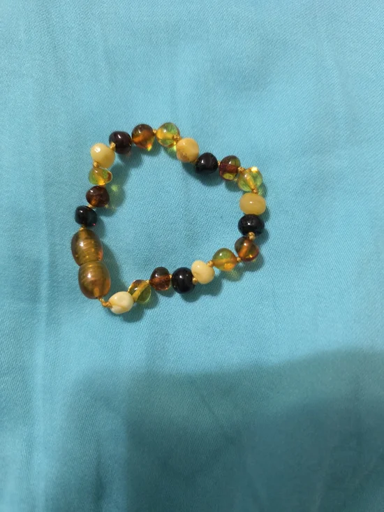 Handcrafted Baktic Amber Baby Teething Bracelet - Honey & Dark Brown