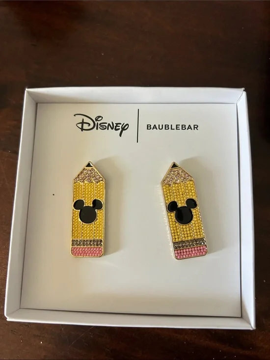 BaubleBar Yellow and Pink Mickey Pencil Stud Earrings