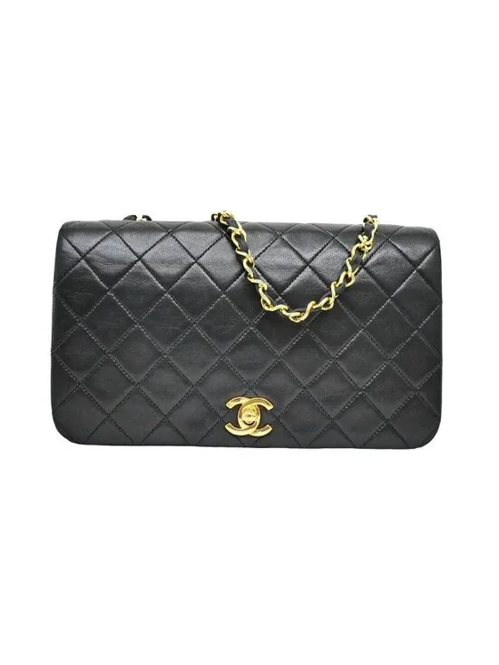 Chanel Chain Shoulder Bag Quilted 23 Lambskin Black Gold