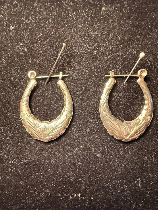 Silver-Toned Textured Hoop Earrings for Women