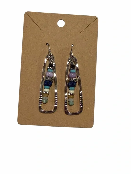 Silver-Tone Beaded Dangle Earrings in Blue and Pastel Colors