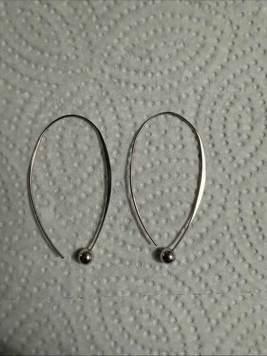 Silver Ball Drop Hoop Earrings