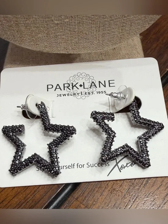 Park Lane Kids Black Beaded Star Hoop Earrings