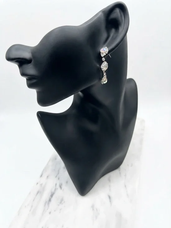 Crystal Drop Dangle Earrings - Silver Tone