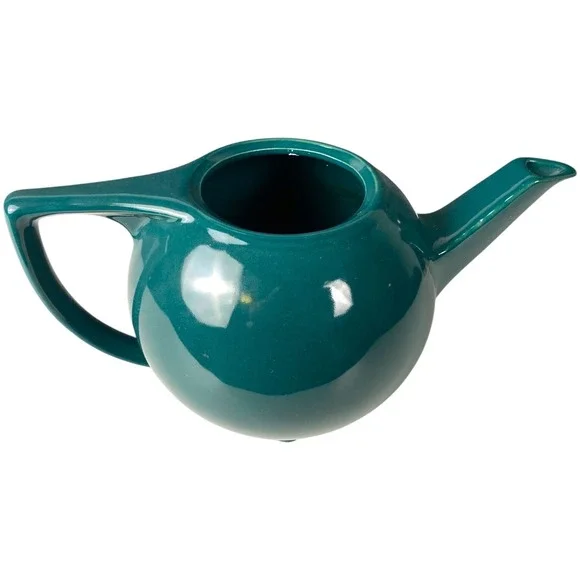 Vintage Hall China Teal Green Ceramic Teapot Base Only Made in‎ USA MCM Art Deco