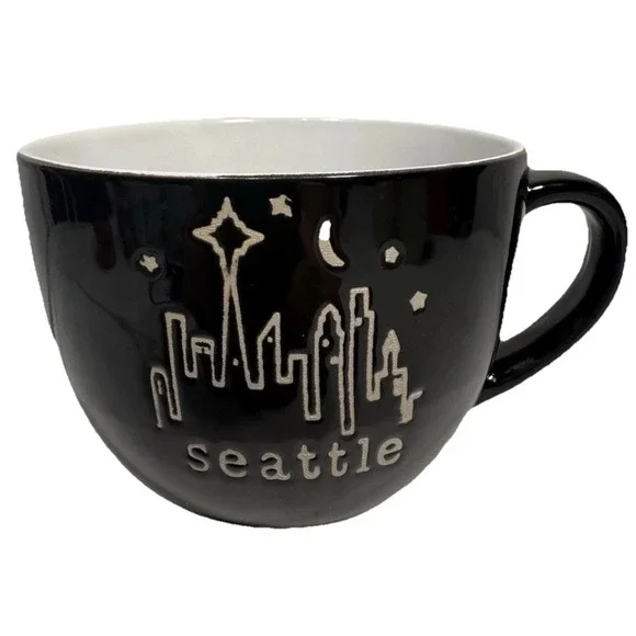 Seattle Jumbo SNC Coffee Cup Black White – Coffee Capital‎ of the World EUC