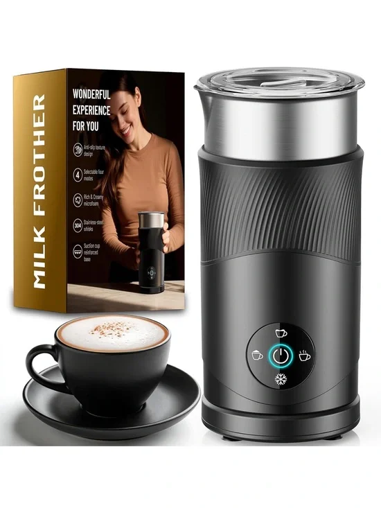 Milk Frother Electric Milk Steamer - Black