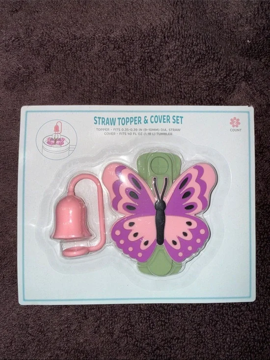 Target Butterfly Straw Topper & Cover Set - Pink, Purple, Green