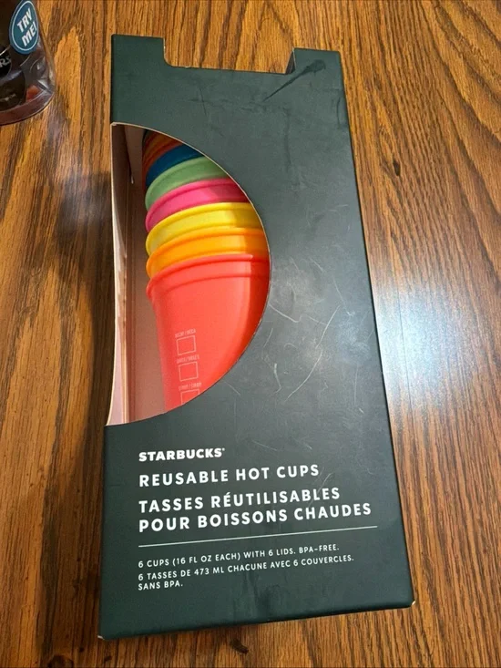 Starbucks 2022 Colorful Summer Reusable Hot Cups 6-Piece 16oz