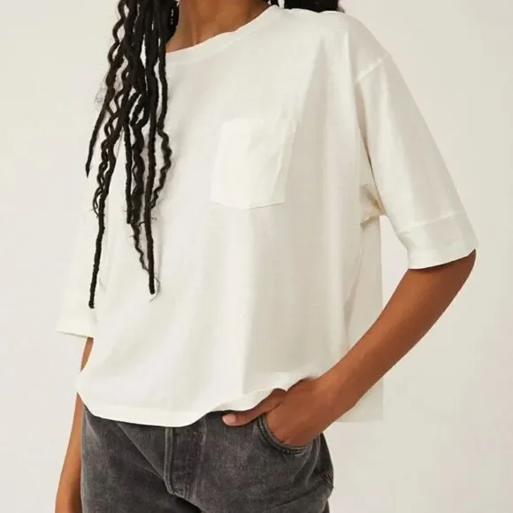 FREE PEOPLE We The Free ALISSA TEE - IVORY 5140 size Large