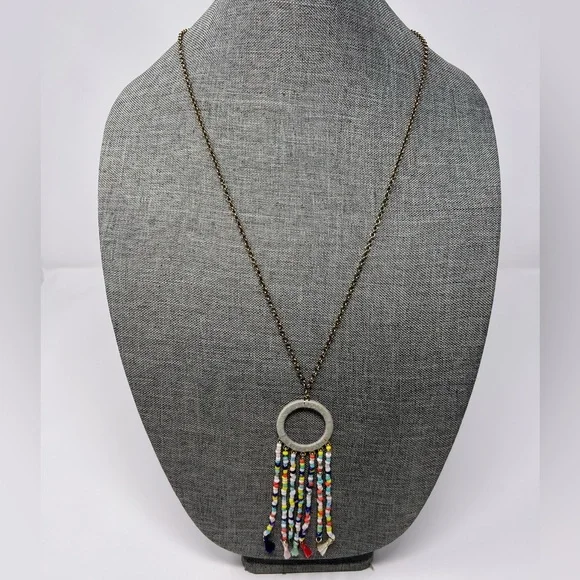 Sugarfix Long Beaded Tassel Necklace, rainbow, boho,‎ bohemian, multi-colored
