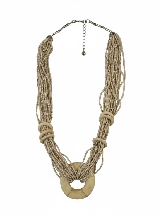 Beaded‎ Multi-Strand Cream Statement Necklace