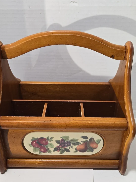 Wooden Fruit-Panel Coffee Caddy Organizer - Brown