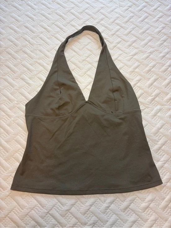Free People Olive Halter Tank Top