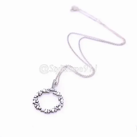 Authentic PANDORA Shards of Sparkle Necklace with Baguette Cut Zirconia