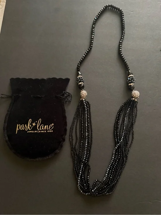 Park Lane Black Multi-Strand Beaded Necklace with Gold Accent Beads