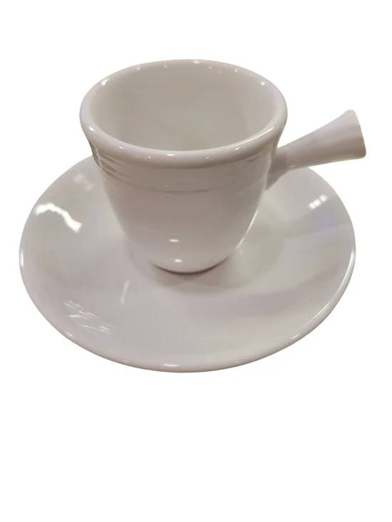 🤍 Fiesta® White Stick Handle Demitasse Cup & Saucer Set | Retired | USA Made