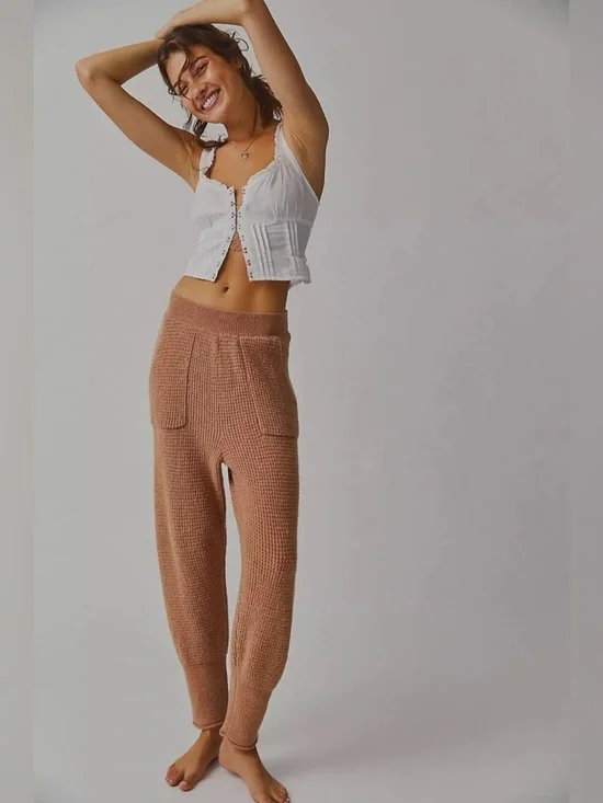 Free People Intimately C.O.Z.Y. Waffle Knit Pocket Joggers Lounge Pants | M