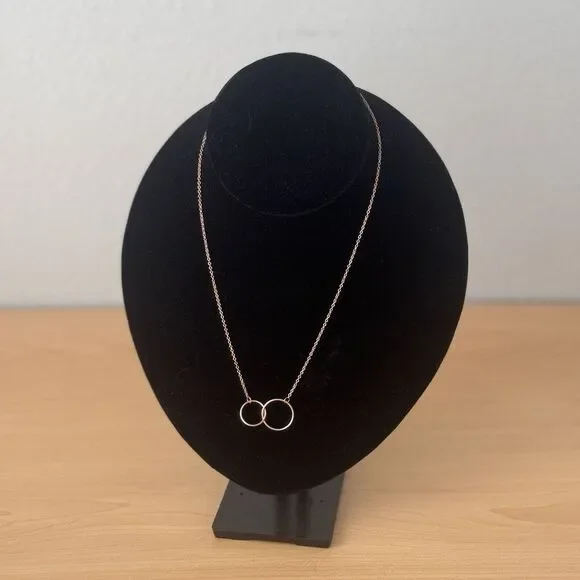 Interlocking Double Circle of Life Necklace 925 Sterling Silver Rose Gold Plated