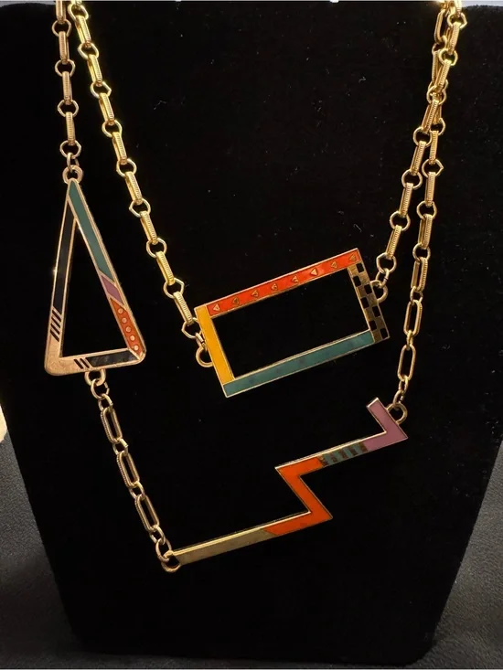Laurel Burch Aarin Zi Lightning Enamel Necklace 37”