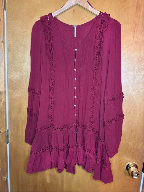 Free People Snow Angel Ruffled Dress