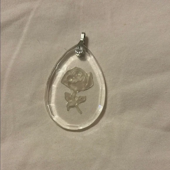 Clear glass Teardrop Rose Pendant